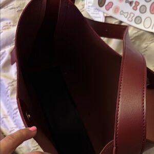 OOOMAY Red Leather Tote Bag